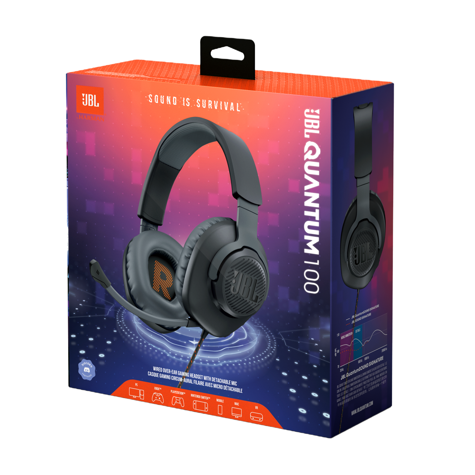 JBL Quantum 100 - Black - Wired over-ear gaming headset with flip-up mic - Detailshot 15